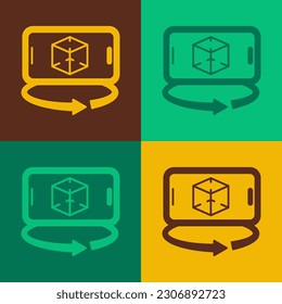 Pop art 3d modeling icon isolated on color background. Augmented reality or virtual reality.  Vector
