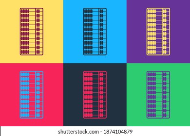 Pop art Abacus icon isolated on color background. Traditional counting frame. Education sign. Mathematics school. Vector.