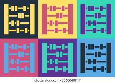 Pop art Abacus icon isolated on color background. Traditional counting frame. Education sign. Mathematics school.  Vector