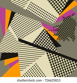 Pop Art Abstract Geometric Collage Orange Pattern