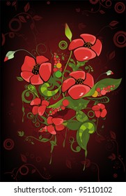 Pop art. Abstract ornament with poppies