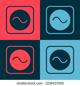 Pop art AC voltage source symbol icon isolated on color background. Alternating current symbol.  Vector