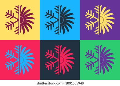 Pop art Air conditioner icon isolated on color background. Vector.