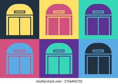 Pop Art Aircraft Hangar Icon Isolated On Color Background.  Vector Illustration