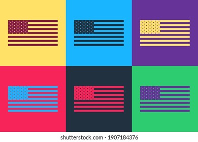 Pop art American flag icon isolated on color background. Flag of USA. Vector.