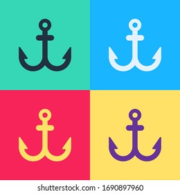 Pop art Anchor icon isolated on color background.  Vector Illustration