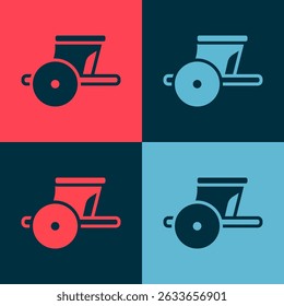 Pop art Ancient Greece chariot icon isolated on color background.  Vector