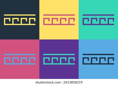 Pop art Ancient Greek pattern icon isolated on color background.  Vector