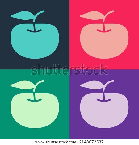 Pop art Apple icon isolated on color background. Excess weight. Healthy diet menu. Fitness diet apple. Vector