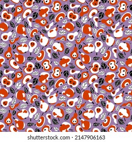 Pop art apples and pears colorful bright seamless pattern vector