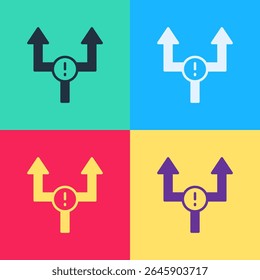 Pop art Arrow icon isolated on color background. Direction Arrowhead symbol. Navigation pointer sign.  Vector