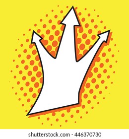 Pop art arrow on yellow background