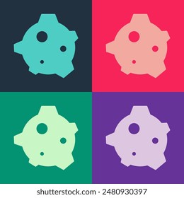 Pop art Asteroid icon isolated on color background.  Vector