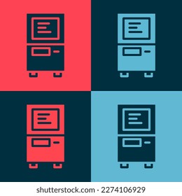 Pop art ATM - Automated teller machine icon isolated on color background.  Vector