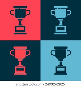 Pop art Award cup icon isolated on color background. Winner trophy symbol. Championship or competition trophy. Sports achievement sign.  Vector Illustration