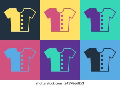 Pop art Baby t-shirt icon isolated on color background. Baby clothes symbol. Kid wear sign.  Vector