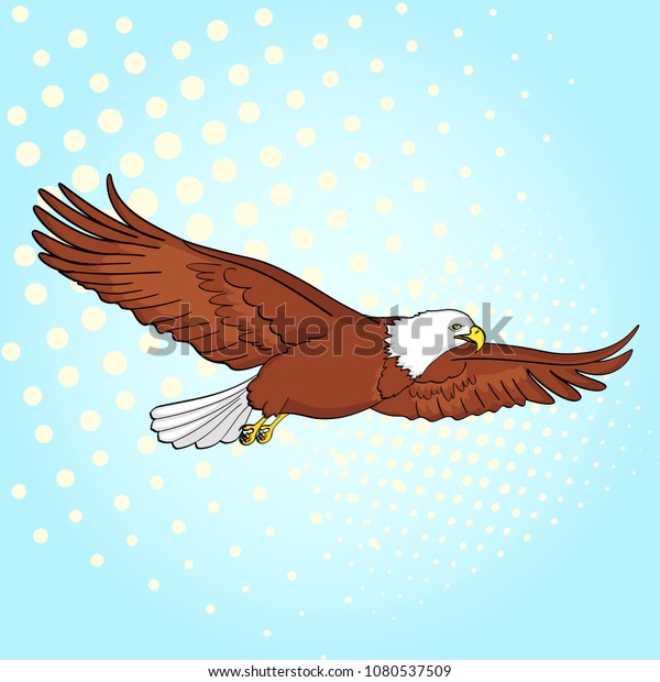 ポップアートの背景に鳥の鷲 鷹 レトロな漫画風のベクターイラスト のベクター画像素材 ロイヤリティフリー