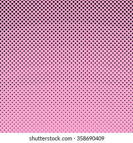 Pop Art Background,  Black Dots on Pink Halftone Background,  Retro Style, Vector Illustration