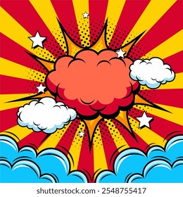 Fondo de arte Pop con globos en blanco