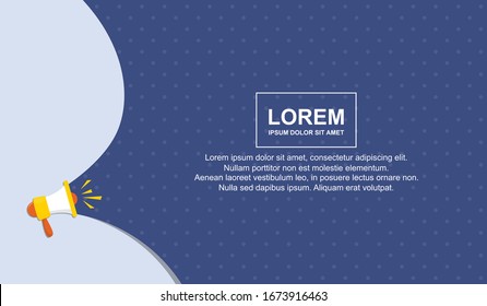 Pop art background with blank space. Illustration vector design of speaker with blue background and halftone dot