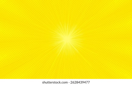Pop Art Background in Bright Yellow Colorful Design for Creative Projects and Media Use
