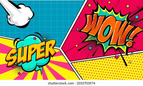 Pop Art background. Comic book frame. Cartoon retro vector illustration drawing for advertising.