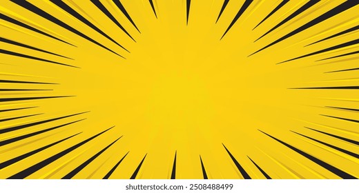 Fondo de arte Pop. Patrón cómico con estallido estelar y semitono. Efecto sunburst retro de dibujos animados con puntos. Anuncio amarillo. Textura de Antiguas sunshine. Ilustración vectorial.