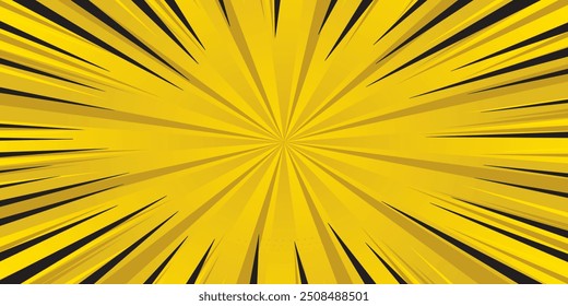 Fondo de arte Pop. Patrón cómico con estallido estelar y semitono. Efecto sunburst retro de dibujos animados con puntos. Anuncio amarillo. Textura de Antiguas sunshine. Ilustración vectorial.