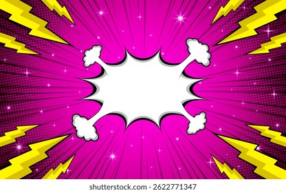 Pop art background. Comic pattern with speech bubbles. Halftone retro duotone banner. Vector illustration.