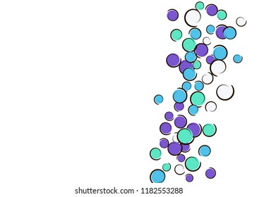 Pop art background with comic polka dot confetti. Big colored spots, spirals and circles on white. Vector illustration. Vibrant childish splash for birthday party. Rainbow pop art background.