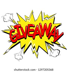 Pop art background. Explosion text bubble. Inscription hand out. Vector illustration giveaway isolated object on white background.