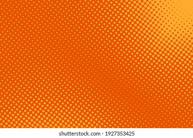 Pop art background. Halftone comic pattern. Orange texture with points. Cartoon retro texture. Vector illustration. Geometric duotone print with half tone effect. Gradient wow design.