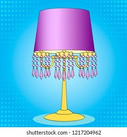 Pop art background. Interior object, table lamp. Exclusive light. Vector illustration