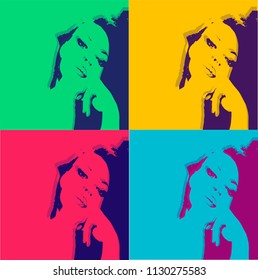 Pop art background with lady 