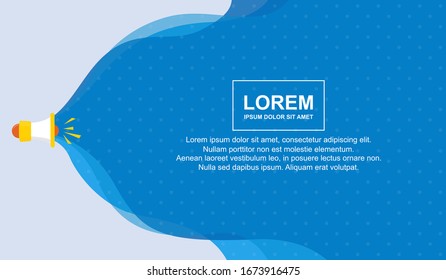 Pop art background with liquid style and blank space. Illustration vector design of speaker with blue liquid background and halftone dot