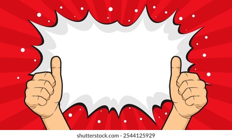 Pop art background with male hand showing thumb up like vector illustrations