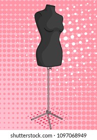 Pop art background, object, mannequin for seamstresses. Vector illustration