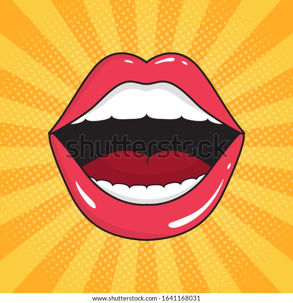 Pop Art Background Open Mouth Red Stock Vector (Royalty Free ...