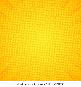 Pop art background. Pattern yellow colored. Comic sunbeam background. Vector illustration. EPS 10