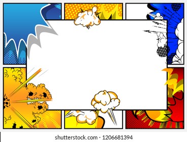 Pop Art Background With Place For Text. Comic Book Frame. Cartoon Retro Vector Illustration Drawing For Advertising.