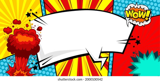 Pop Art background with place for text. Comic book frame. Cartoon retro vector illustration drawing for advertising.