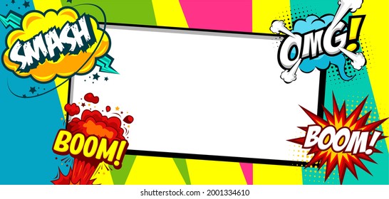 Pop Art Hintergrund mit Platz für Text. Comic-Buchrahmen. Cartoon Retro Vektorgrafik Zeichnung für die Werbung.