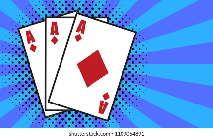 Pop art background with playing cards. Vector illustration