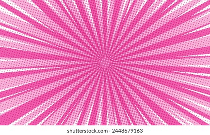 Pop art background for poster or book in light Pink color. flat comics style design with halftone dots.