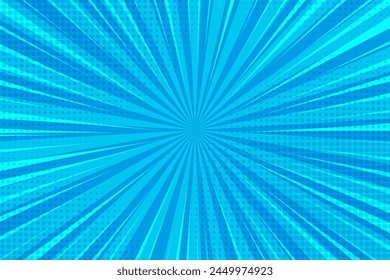 Pop art background for poster or book in light Blue color. flat comics style design with halftone dots.