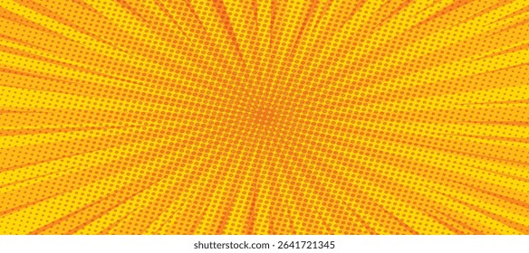Pop art background for poster or book in light orange color. flat comics style design with halftone dots.