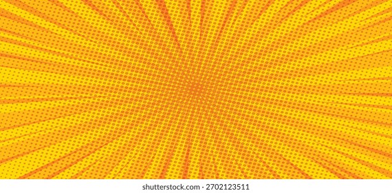 Plano de fundo de arte pop para cartaz ou livro em cor laranja claro. design de estilo de quadrinhos plano com pontos de meio-tom.