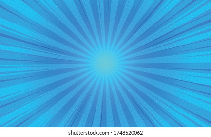 Pop art background, radial blue, comic, rays, illustration