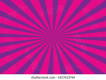 Pop art background with radial lines and dots.