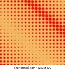 Pop Art Background, Red Dots on Orange Halftone Background,  Retro Style, Vector Illustration
